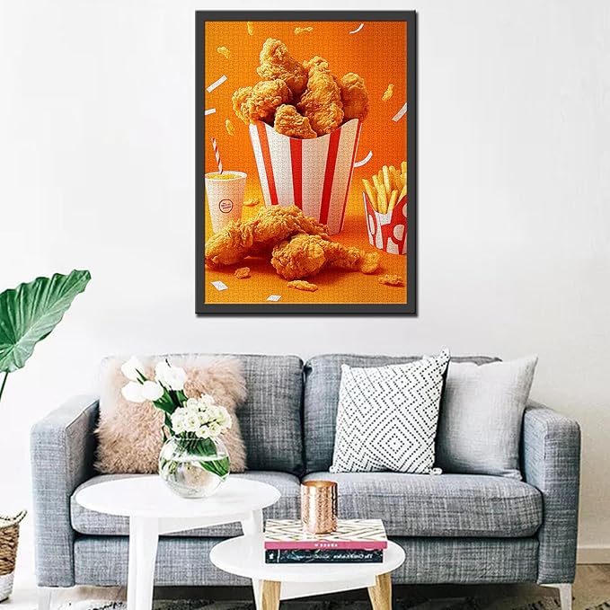 Tucocoo 1000 Piece Jigsaw Puzzles for Adults Fried Chicken Meal Set Jigsaw Puzzle Snack Food Art 1000 Pieces Puzzles for Challenging Family Activity Game Colorful DIY Crafts Puzzle Wall Decor Gifts