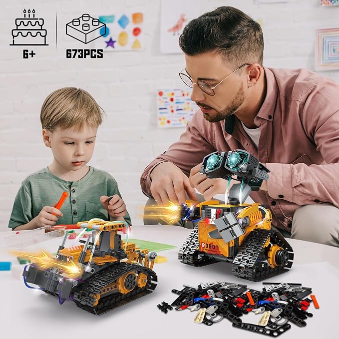 STEM Robot Building Kit for Kids – 5-in-1 Remote & App-Controlled Wall Robotics Set, Engineering Coding Robot Toys, Birthday Gifts for Boys & Girls Ages 6-12+ (673 PCS)