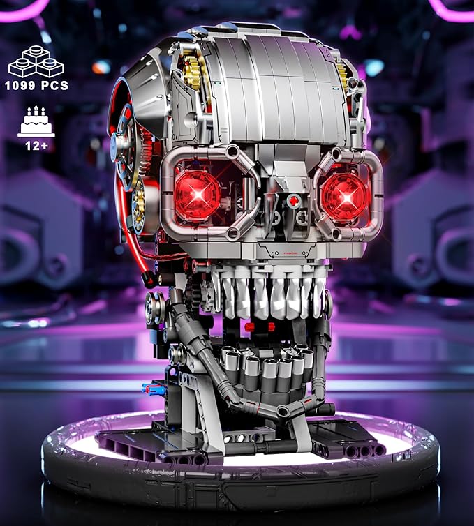 Mechanical Skull Building Set, Horror Ghost Zombie Skeleton Head Toy Home Decor, Creative Halloween Birthday Gift Toy for Adults Teens Boys Age 12+ (1099 PCS)