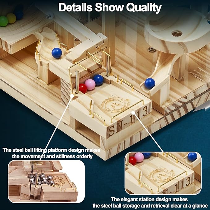 Wooden Marble Run Electric Motorized, Electric Model Kit Marble Run Brain Teaser Wooden Puzzles Building Toy, 3D Wooden Puzzles for Adults and Kids to Build