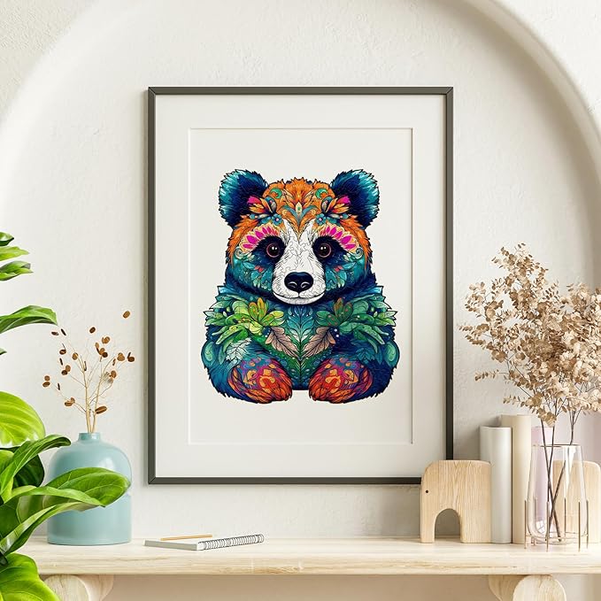 Jigfoxy Wooden Puzzles for Adults, Panda Wood Puzzles Adult, Unique Animal Shape Wooden Jigsaw Puzzles for Adults, Birthday Gifts for Puzzle Lovers, Family, Friend (L-11.3 * 13.3in-230pcs)