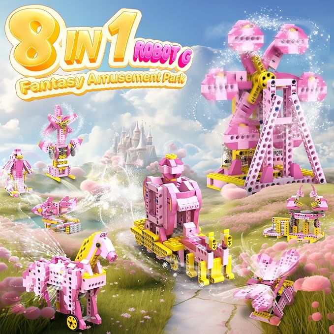 Robot G STEM Kits for 6-7 Year Old Girl, 8 in 1 Electric Building Toys for Kids 6-8 8-10, DIY Educational Construction Science Kit for Girls 6-12 Christmas Birthday Gift