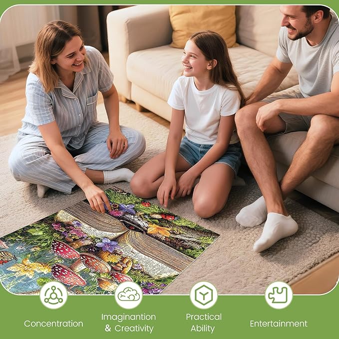 500 Piece Jigsaw Puzzles for Adults, Colorful Fantasy Mushroom Book Puzzles for Adults, Fun and Challenging Puzzle for Family Time, Relaxing Gift for Adults, Kids, Seniors, 20.5 x 15 in