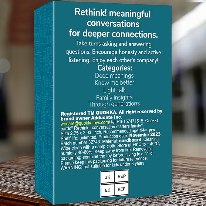 QUOKKA Conversation Cards Game - Family Edition | 500 Questions | Original Version | Share Thoughts - Fun Talking Board Game for Family Night