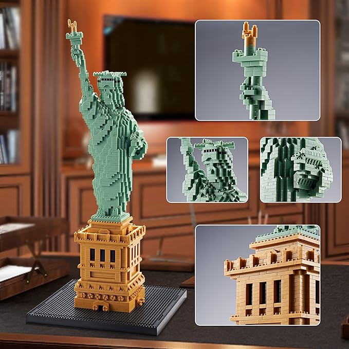 Exquisite Big Architecture Lady Liberty Statue Micro Building Blocks Set - 2810 PCS | Challenging Engaging | Highly Detailed Replica | Suitable for Kids & Adults | Great Gift