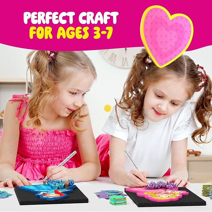 Dan&Darci Jab Jab Art Magical Princesses Kit - Gifts for 5 Year Old Girls - Arts and Crafts for Kids Ages 4-8, 4-6 - Mess-Free Craft - Birthday Gift Ideas for Girls Ages 4, 5, 6, 7, 8, 9
