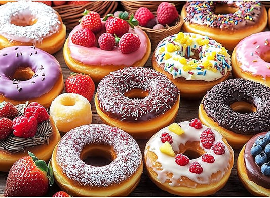 500 Piece Puzzle for Adults, Donut Jigsaw Puzzles, Youths Favorite Foods Puzzles 500 Pieces, Birthday and Barious Holiday Party for Family Kids and Adults, Funny Puzzle, 20.5x15 in
