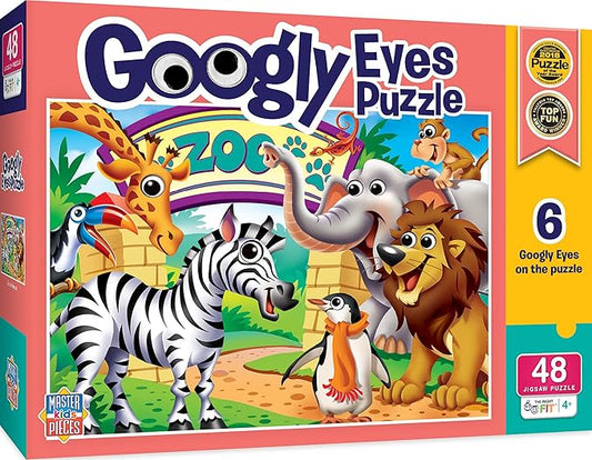 MasterPieces – 48 Piece Jigsaw Puzzle for Kids 4+ Years, Zoo Animals with Googly Eyes, Educational and Fun Game, Gift Idea for Children, 19" x 14