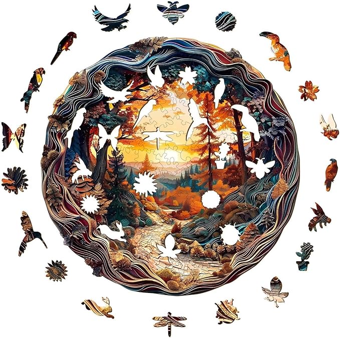 Wooden Puzzles Adults, 3D Winding Road Wooden Puzzles 300 Pieces, Unique Animal Shaped Wood Challenging Jigsaw Puzzles Gifts for Adults, 13.4x13.4in