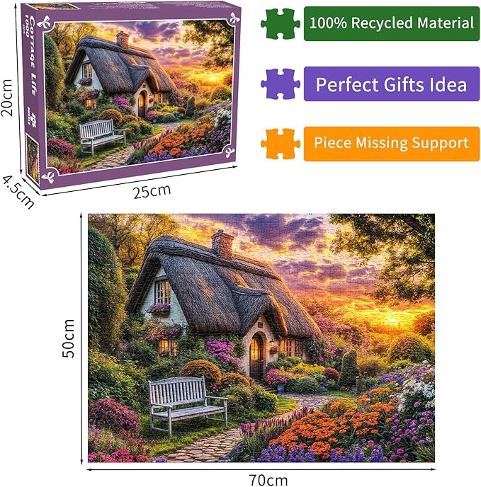 Cottage Life Jigsaw Puzzles 1000 Pieces for Adults Country Life 1000 Piece Jigsaw Puzzles for Adults