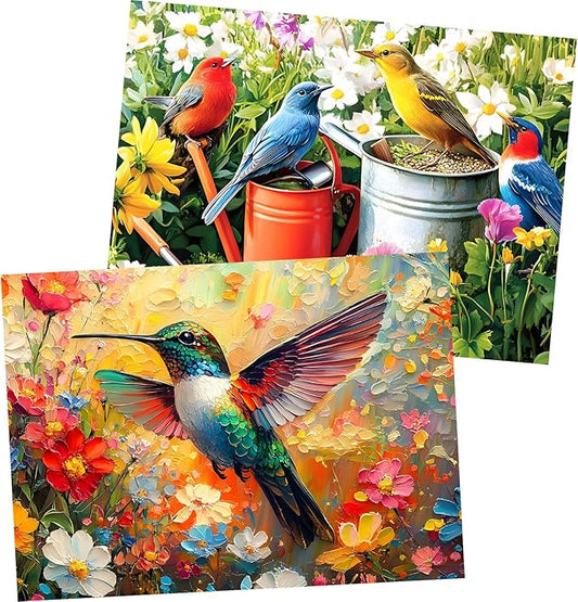 2 Pack Jigsaw Puzzles 300 Pieces for Adults, Hummingbird Puzzle for Adults Kids Seniors, Bird 300 Pieces Puzzle No Dust Pieces Fit Together Perfectly, Challenging Puzzles Family Game Gift Toy
