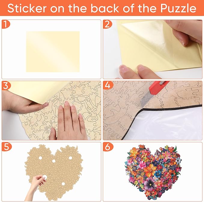 Puzzles for Adults Heart Flower Wooden Puzzles, 200 Pieces Unique Shaped Jigsaw Puzzles, Birthday Gifts for Mom Adults and Kids, Fun Challenge Family Game 11.2'' x 10.8'' Medium Size