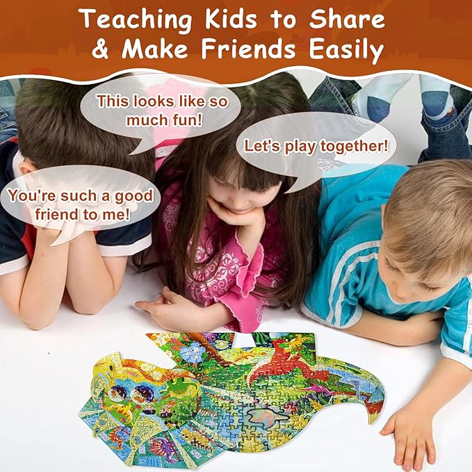 Dinosaur Puzzles for Kids Ages 6-8 200 Piece Triceratops Jigsaw Puzzles Unique Animal Shape Floor Puzzle Ages 8-10 Learning Educational Toys Birthday Gift for Boys Girls Ages 10-12