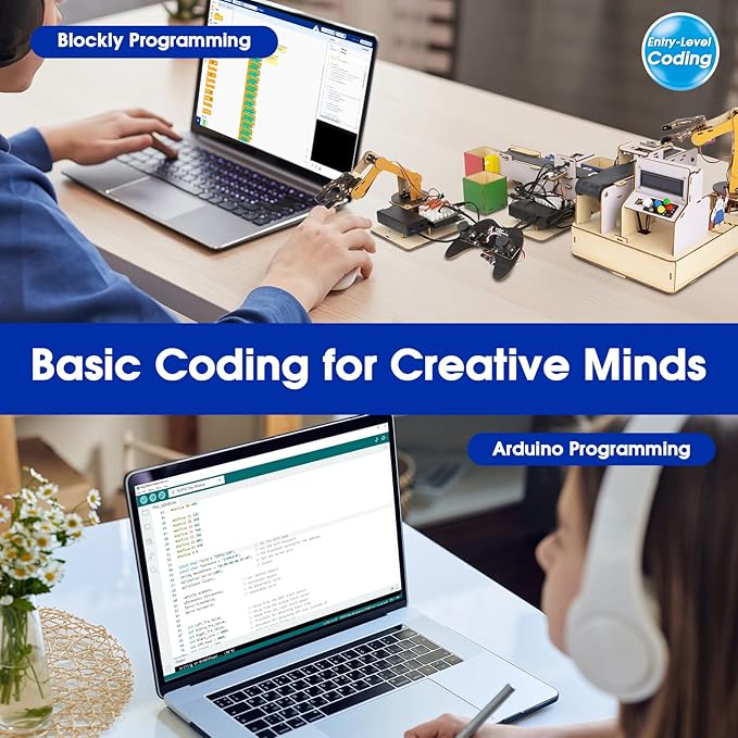 IoT STEM Kit for Kids，Smart Factory Starter Kit for Arduino ESP32，3D Wooden Puzzles DIY Model Science Educational Set Building Toys for Adults Teens 10+