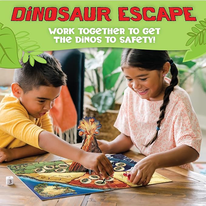 Peaceable Kingdom Dinosaur Escape Cooperative Memory Game of Logic and Luck for 2 to 4 Kids Ages 4+