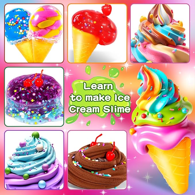 Making Kit Ice Cream for Girls, DIY Arts and Crafts Supplies, Molding Clay with Sculpting Tools, Stuffers for Kids Boys Girls 4 5 6 7 8 9 10 11 12 Years Old, Fun Birthday Gifts for Girls 8-12
