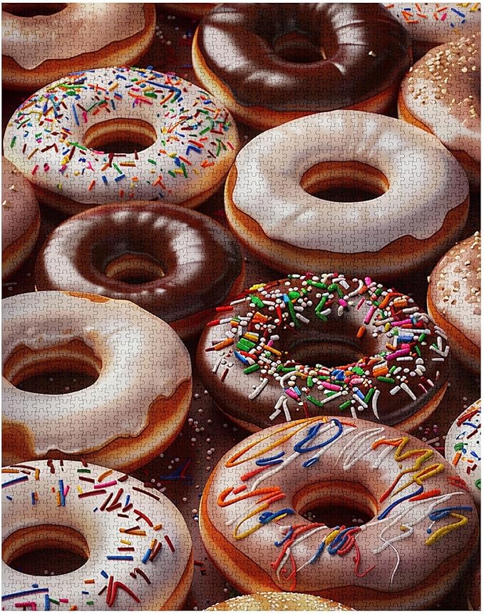 Tucocoo 1000 Piece Jigsaw Puzzles for Adults Donut Sweets Painting Puzzle Vanilla Sweets Art 27 x 20 inch 1000 Pieces Puzzles for Challenging Family Activity Game Colorful DIY Puzzle Wall Decor Gifts