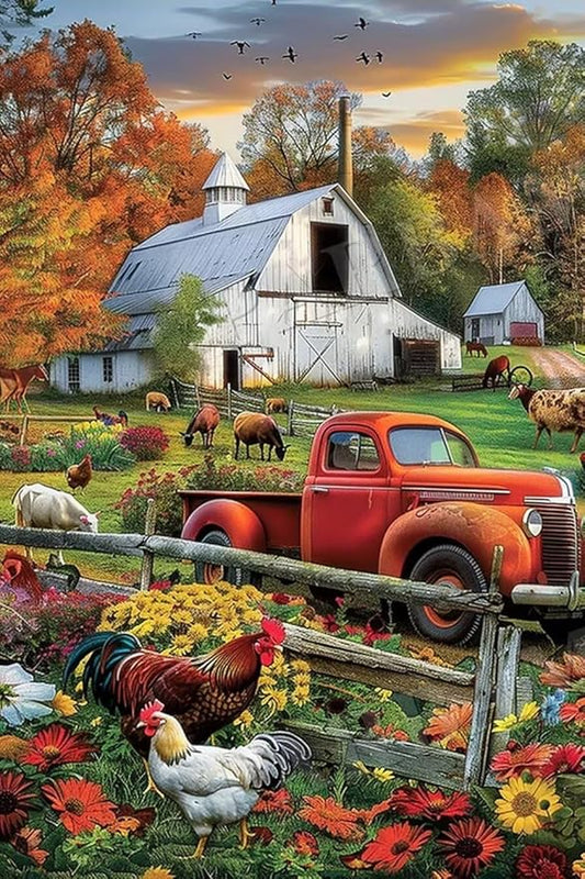 500 Pieces Wooden Puzzles Adults for All Fall Farm Chicken Coop Very Proud Challenge - Enjoy The Dream of Traveling The World Anytime,Anywhere Room Decor Home Decor