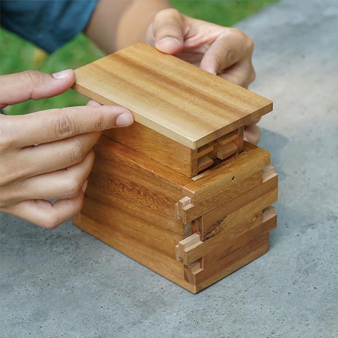 BSIRI Jigsaw Safe Box- Secret Box Brain Teaser Wooden Puzzle Boxes with Hidden Compartments. Ideal Mystery Jewelry, 3D Puzzle Lock Box, Gift Card, and Money Puzzle Box