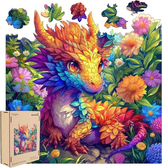 Wooden Jigsaw Puzzles 500 pieces-Dragon,Medium,16.3x16.5in,Royal,Wooden Puzzles for Adults,Unique Shape Animal Adult Puzzles,Irregular Wood Puzzles Best Gift for Adults and Kids Family Game
