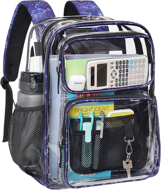 PACKISM Clear Backpack for School - 17 inch Large Heavy Duty Clear Bookbag, See Through PVC Backpacks (for age 12 above)