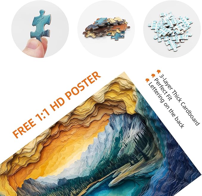 National Parks Puzzle for Adults 1000 Pieces – Yellowstone Lake-Inspired Mountain Landscape – Challenging Nature Puzzle for Families – Scenic Jigsaw with Stunning View (19.7x27.6 in)