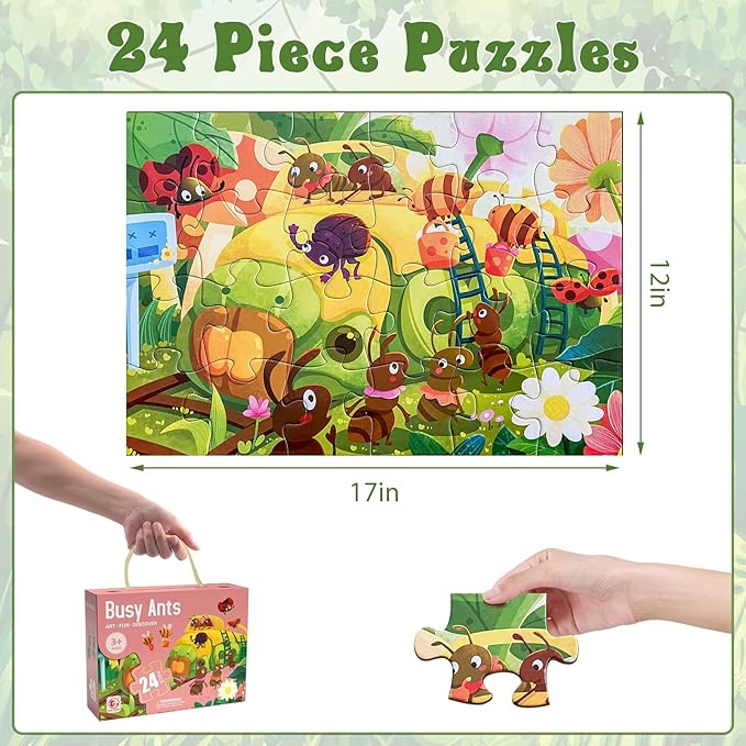 Jumbo Floor Puzzle for Kids,Large Jigsaw Puzzles 24 Piece for Kids Ages 3-5 (Busy Ants)