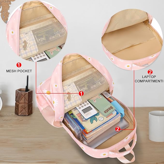 LEDAOU School Backpack Teen Kids Boys Girls Backpacks Teens Bookbag Casual Daypack School Bag