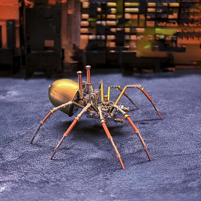 Metal Insect Bug Mechanical Steampunk Sculpture Insect Clockwork 3D Steampunk Metal Puzzle Kits for Adults (Mechanical Spider E)