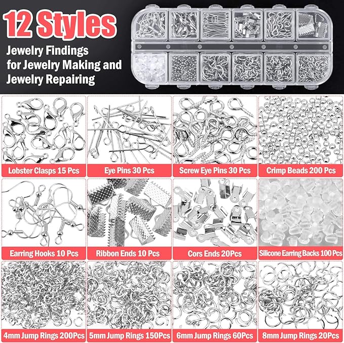 Thrilez Wire Wrapping For Jewelry Making, Repair and Beading Supplies Kit with Craft Ring Wire, Tools, Pliers and Jewelry Findings