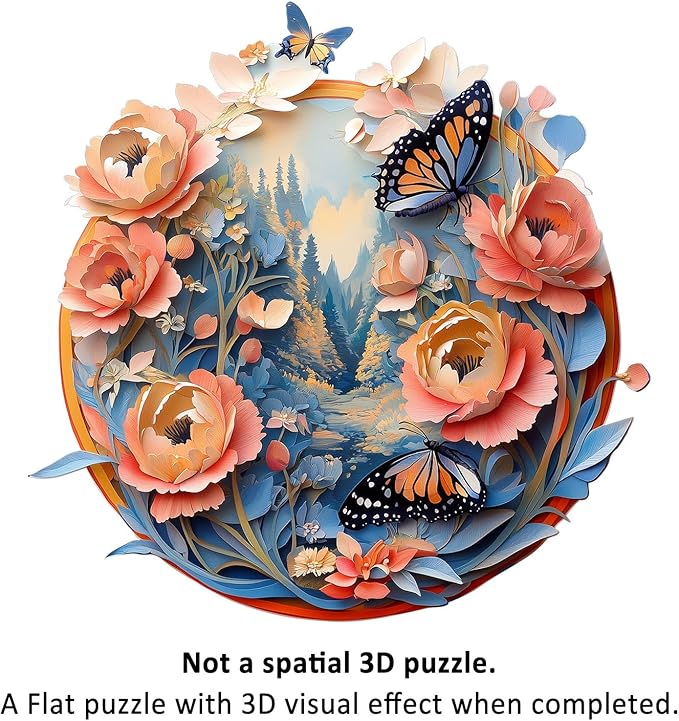 Wooden Puzzles for Adults - Jungle Butterfly Wood Puzzles Adult - Unique Animal Shape Wooden Jigsaw Puzzles for Adults - Birthday Gifts for Puzzle Lovers, Family (11.4 * 11.3in)