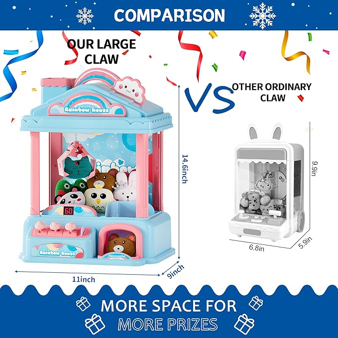 Mini Claw Machine for Kids | Electric Vending Machine Toy Arcade Game Toy with Mini Prizes, Candy Claw Machine Toys Adjustable Sound and Music, Birthday Gifts for Girls