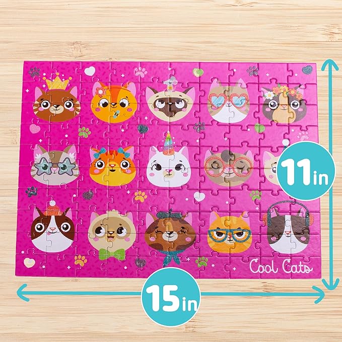 Chuckle & Roar Educational Jigsaw 100 PC Puzzle Cool Cats Edition