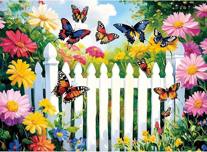 300 Pieces Flowers Puzzle for Adults, Butterfly Jigsaw Puzzle 300 Pieces Recycled Cardboard Jigsaw Puzzles for Adults, Family Challenging Game Home Decor Gift Toy for Teens Kids Seniors 20.5×15 in