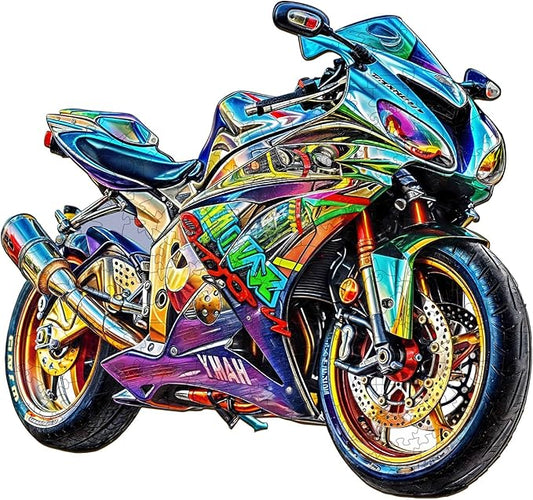 Wooden Puzzles for Adults, Wooden Jigsaw Puzzles for Adults Kids, Motorcycle Wooden Puzzle Unique Shaped Wood Puzzles Adult, Creative Birthday Gifts for Friends Family Game (11.4 * 10.7in 200pcs)