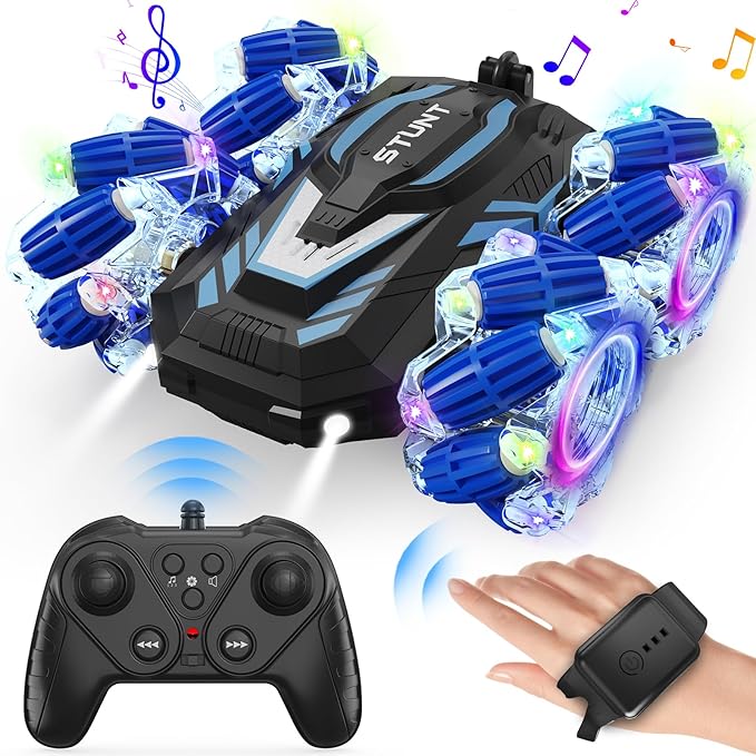Toddler RC car，Gesture Sensing RC Stunt Car, Light and Music Remote Control Car, Double-Sided 360-degree Rotation Stunt Off-Road Vehicle, Birthday Gift for Boys and Girls Aged 3-12.