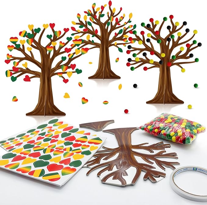 Cinrobiye 30 Sets Black History Month Party Supplies Craft Kits,African American Ornaments Decorations DIY Sets BHM Festival Crafts Decor for Kente Party Classroom Activities (BHM 1)