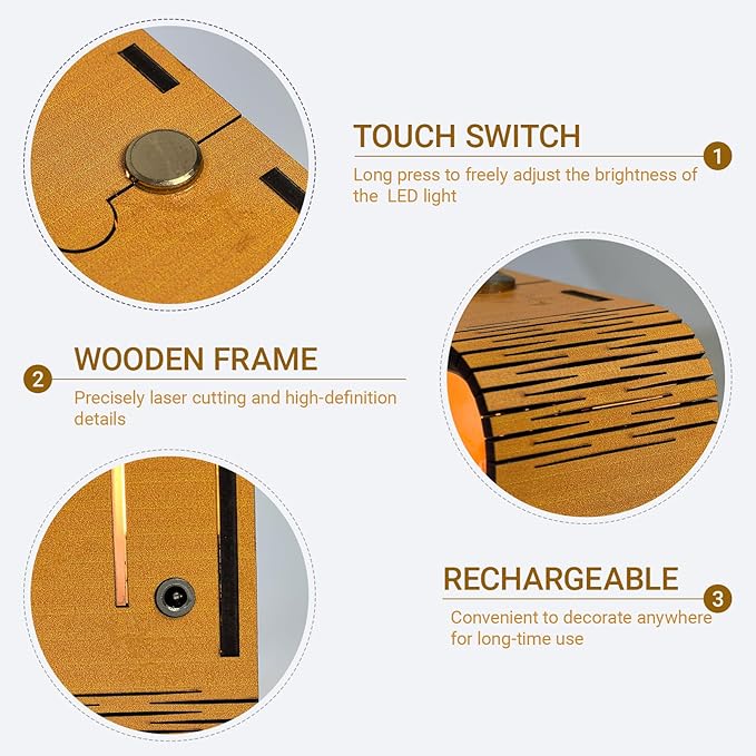 3D Wooden Puzzle Night Light,DIY Craft for Adults with Touch Night Light, Chrismas, New Year, for Teen, Desk Decor for DIY Puzzle Lovers, Men and Women (Sunflower)