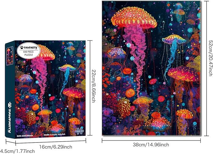 500 Piece Jigsaw Puzzle for Adults, Challenging Hard Puzzles for Kids and Teens Gift Choice Colorful Jellyfish (Multi-Jellyfish)