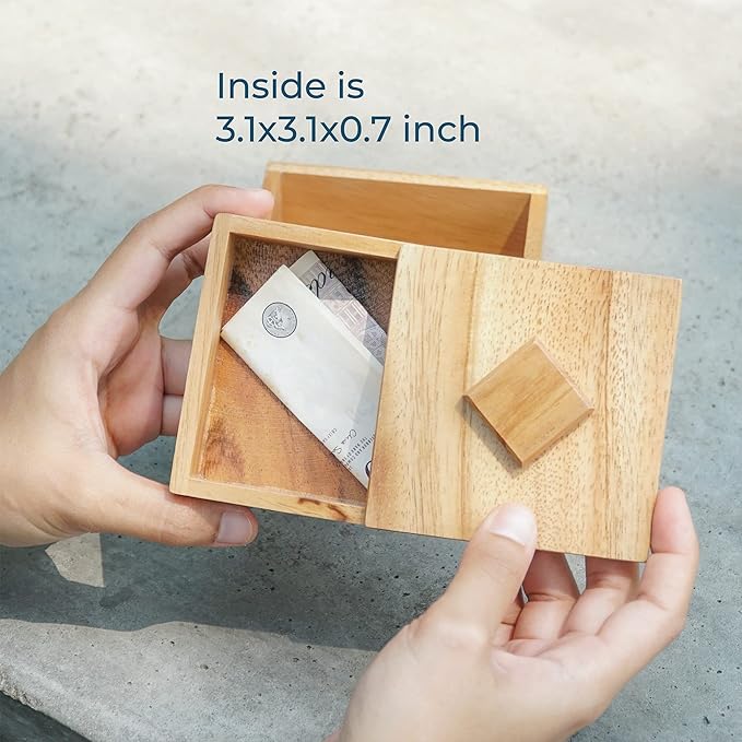 BSIRI Treasure Riddle Box Secret Box Brain Teaser Wooden Puzzle Boxes with Hidden Compartments Ideal Mystery Jewelry Box 3D Puzzle Lock Gift Card and Money Puzzle