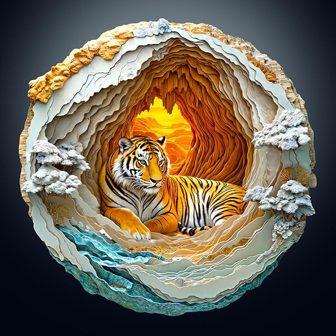 WOODBESTS Wooden Puzzles for Adults, 3D Tiger Wood Puzzles Adult(300 Pieces, L, 13.4 * 13.4in), Unique Shape Wooden Animal Jigsaw Puzzles, Birthday Gifts for Adults Family Game