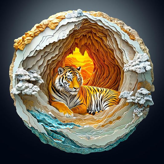 WOODBESTS Wooden Puzzles for Adults, 3D Tiger Wood Puzzles Adult(300 Pieces, L, 13.4 * 13.4in), Unique Shape Wooden Animal Jigsaw Puzzles, Birthday Gifts for Adults Family Game