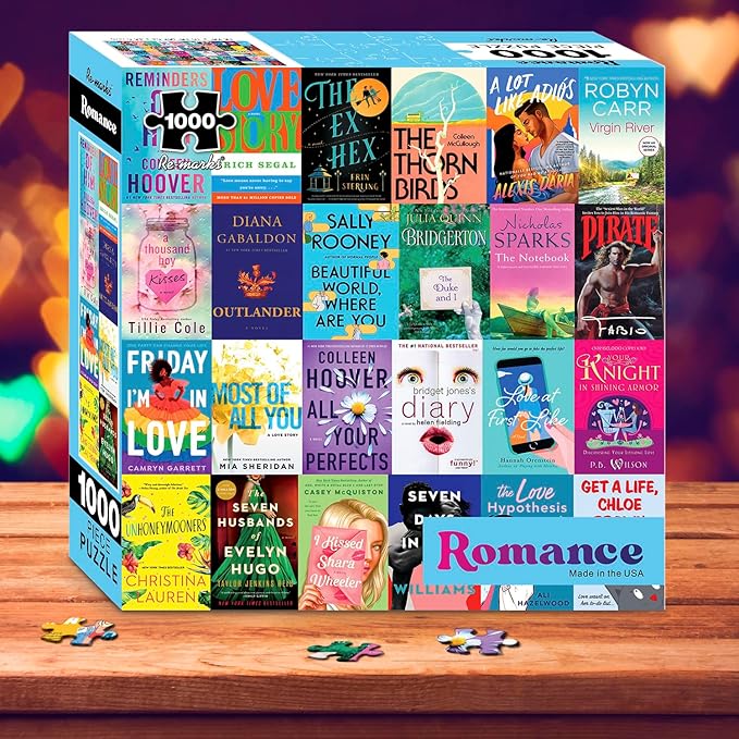 Re-marks Romance Novels Collage Puzzle, 1,000-Piece Literary Jigsaw Puzzle for All Ages
