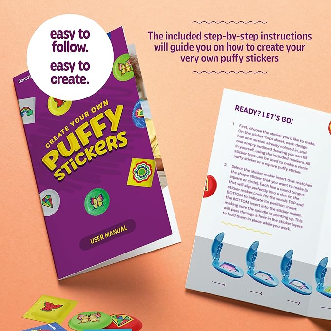 Puffy Sticker Maker Kit for Kids - Make Your Own 3D Stickers - Create DIY Squishy Arts and Crafts - Craft Kits for Girls & Boys Ages 6-10 - Birthday Gift Ideas Age 6 7 8 9 10 Year Old Gifts