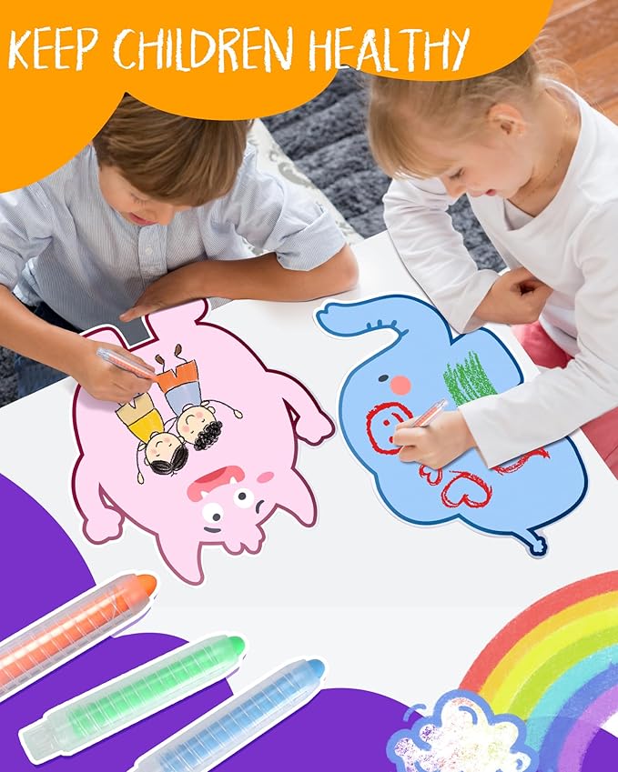 NewFamily Kids Art Chalk Set - 24 Color Dustless Chalk with Cute Magnetic Drawing Board, Creative Gift for Boys and Girls