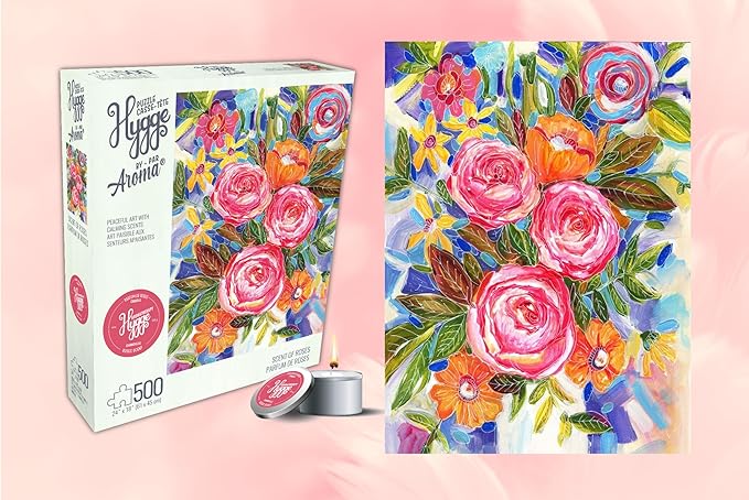 KI Puzzles 500 Piece Puzzle for Adults Aromatherapy Flowers in Vase Jigsaw with Scented Candle from Playview Brands
