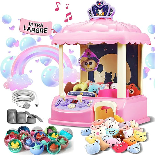 Kids Claw Machine, Girl Toys for Ages 8-13 Arcade Game Toy Claw Machine Electric Candy Vending Machine Toy with LED Lights & Adjustable Sound Birthday Gifts for 6 7 9 10 12 Years Old