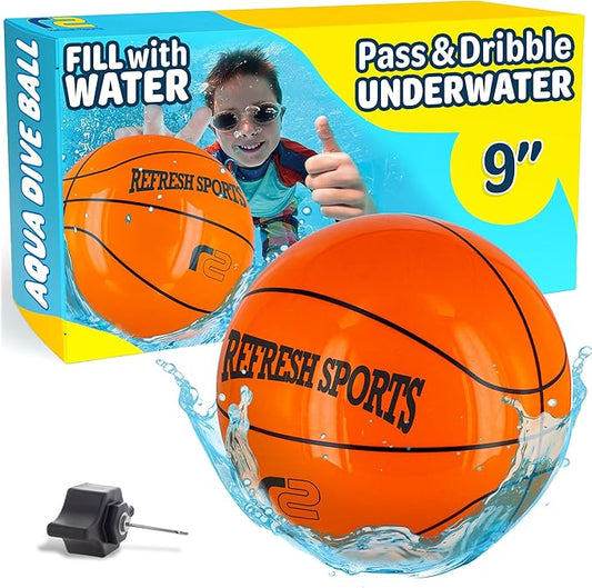 Aqua Dive Pool Ball Basketball - Best Underwater Pool Toys For Kids & Teens - Fun Summer Water Toys & Beach Games for Boys & Girls - Watermelon Toy Gifts for Kids - Boy Gift for 8 9 10 11 12+ Year Old