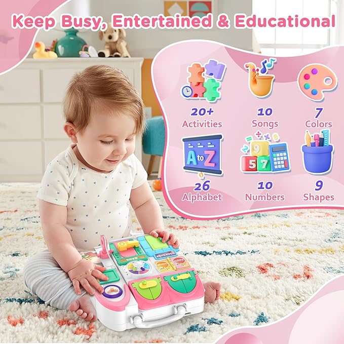 Montessori Toys for 1+ Year Old Girl Gifts, Busy Board Educational Toddler Toy Age 1-2, First Christmas 1st Birthday Gifts for 1+ Year Old Girl Boy