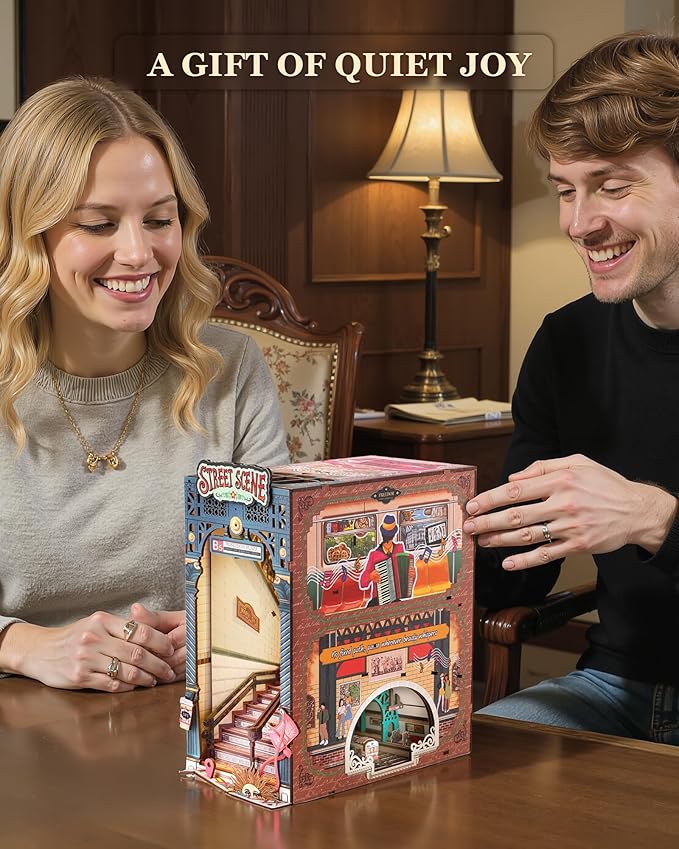 Rolife Book Nook Kits DIY 3D Wooden Puzzle for Adults 10" Subway Urban Street Scene Decorative Bookends Bookshelf Insert Decor Creative Chirstmas Thanks Giving Gift for Men Women